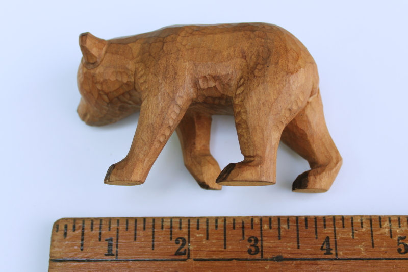 photo of hand carved wood brown bear figurine, handcrafted folk art, rustic woodland decor  #4
