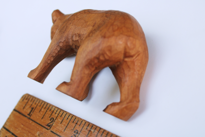 photo of hand carved wood brown bear figurine, handcrafted folk art, rustic woodland decor  #5