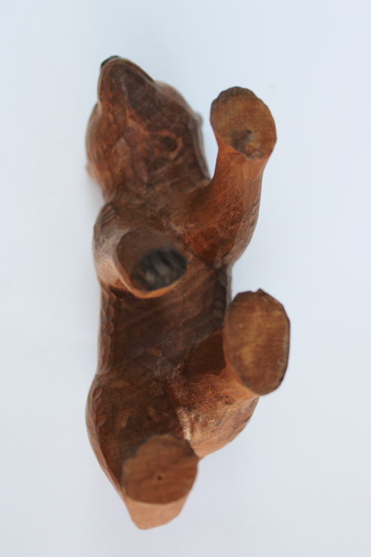 photo of hand carved wood brown bear figurine, handcrafted folk art, rustic woodland decor  #6