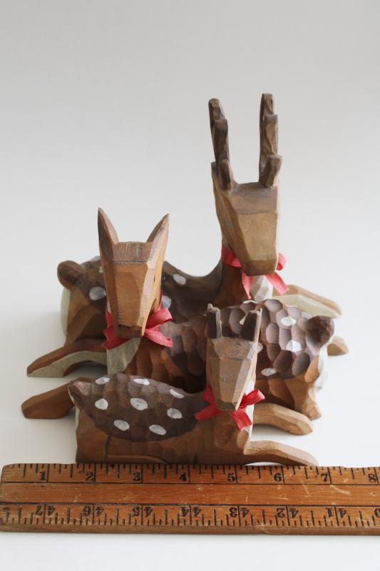 photo of hand carved wood deer, buck, doe, fawn family - rustic decor for cabin or woodland Christmas #6