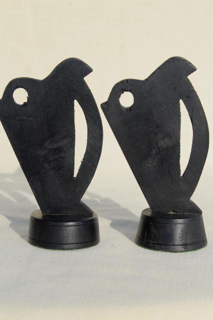 photo of hand carved wooden Irish harps, vintage souvenirs of Ireland, dark peat color wood carvings #8