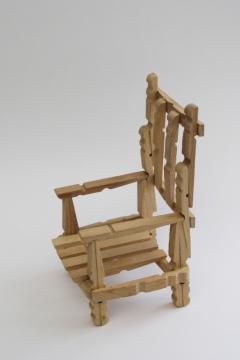 hand crafted chair for dolls or tiny plant stand, made from wood clothespins