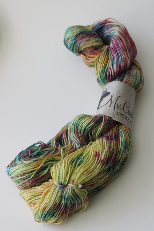photo of hand dyed rainbow colors Toucan sock yarn superwash merino wool viscose nylon Mrs Crosby yarns  #1