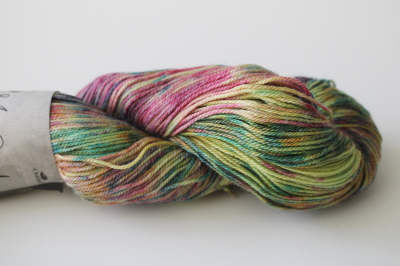 photo of hand dyed rainbow colors Toucan sock yarn superwash merino wool viscose nylon Mrs Crosby yarns  #2