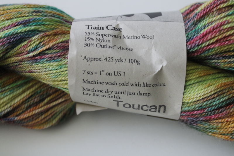photo of hand dyed rainbow colors Toucan sock yarn superwash merino wool viscose nylon Mrs Crosby yarns  #3