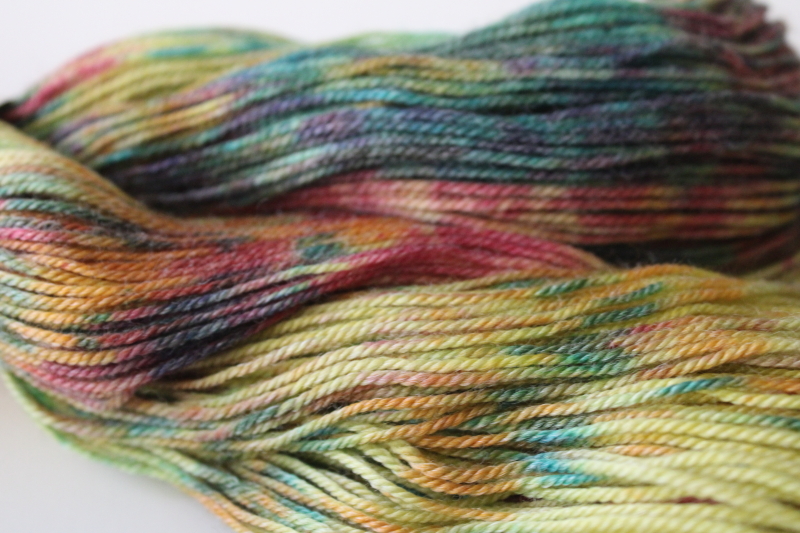 photo of hand dyed rainbow colors Toucan sock yarn superwash merino wool viscose nylon Mrs Crosby yarns  #4
