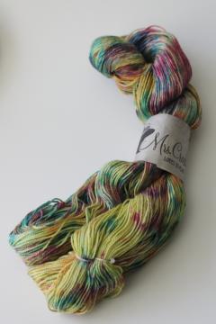 hand dyed rainbow colors Toucan sock yarn superwash merino wool viscose nylon Mrs Crosby yarns 