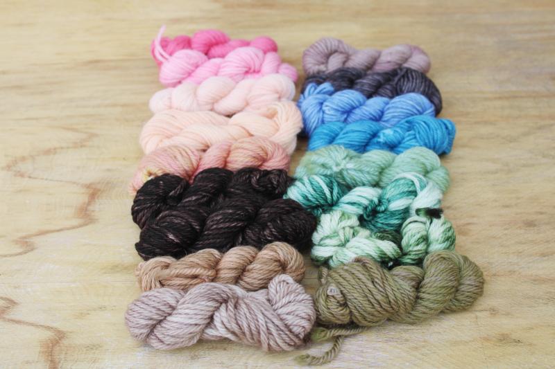 photo of hand dyed wool yarn mini skeins for embroidery thread, knitting, crochet #1