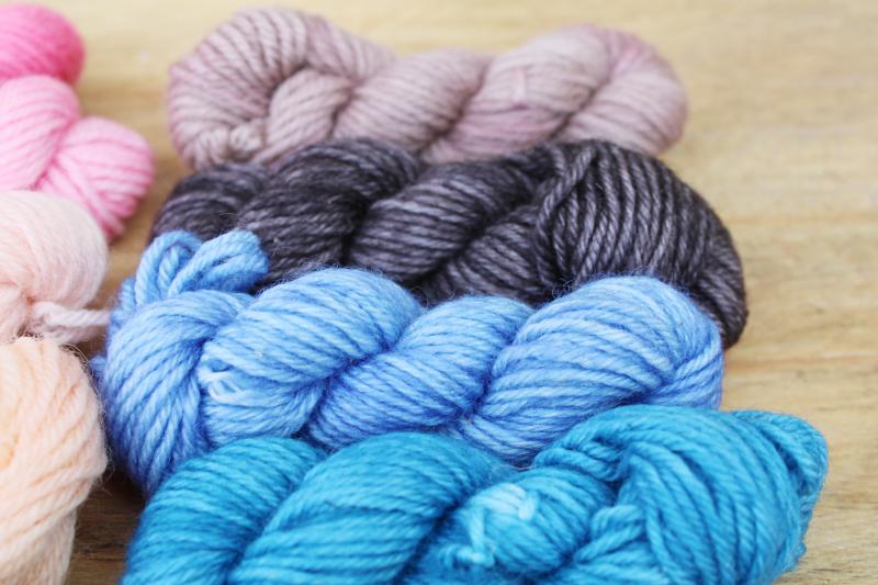 photo of hand dyed wool yarn mini skeins for embroidery thread, knitting, crochet #3