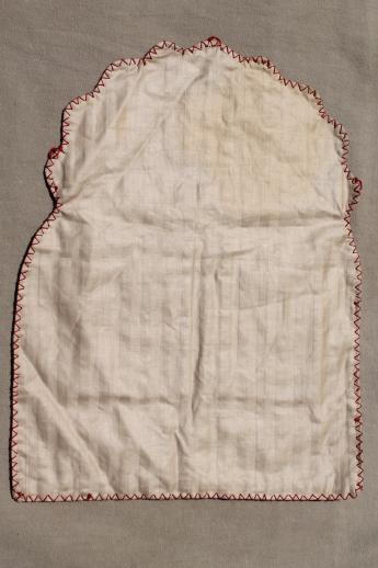 photo of hand embroidered pocket wall hanging w/ antique folk art embroidery on flax linen #7