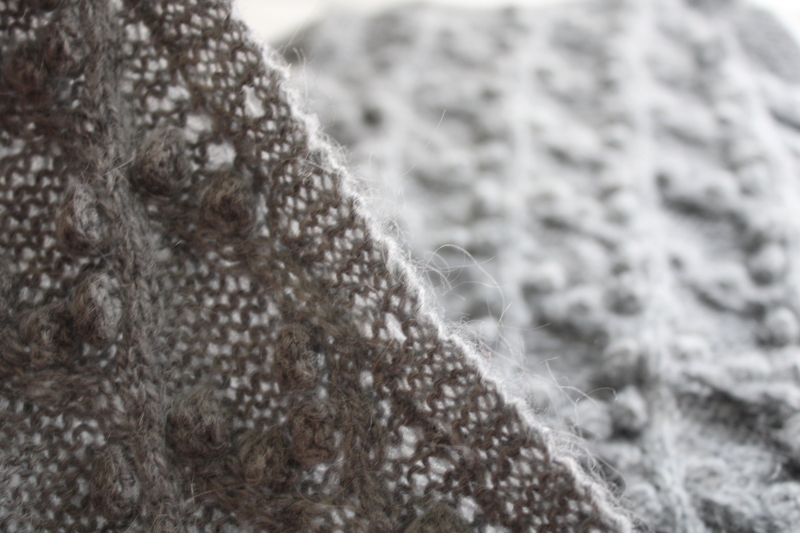 photo of hand knit bobbles grey wool cardigan shell, granny core cottage cozy sweater  #5