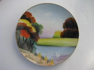 photo of hand painted Japan, lot of vintage china plates, landscape scenes #2