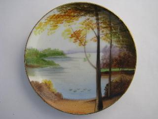 photo of hand painted Japan, lot of vintage china plates, landscape scenes #4