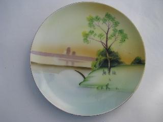 photo of hand painted Japan, lot of vintage china plates, landscape scenes #6