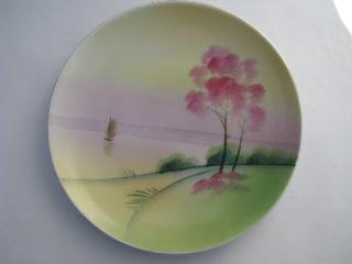 photo of hand painted Japan, lot of vintage china plates, landscape scenes #9