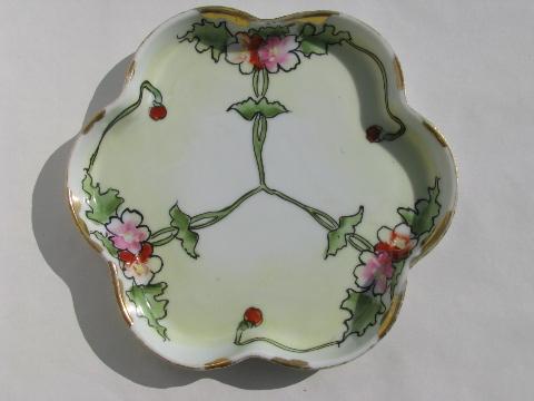 photo of hand painted Japan vintage flower form china vanity pin tray #1