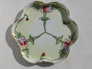 catalog photo of hand painted Japan vintage flower form china vanity pin tray