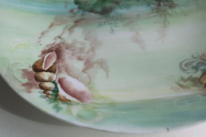 photo of hand painted beach seashells plate, 1920s vintage Limoges china, signed #2