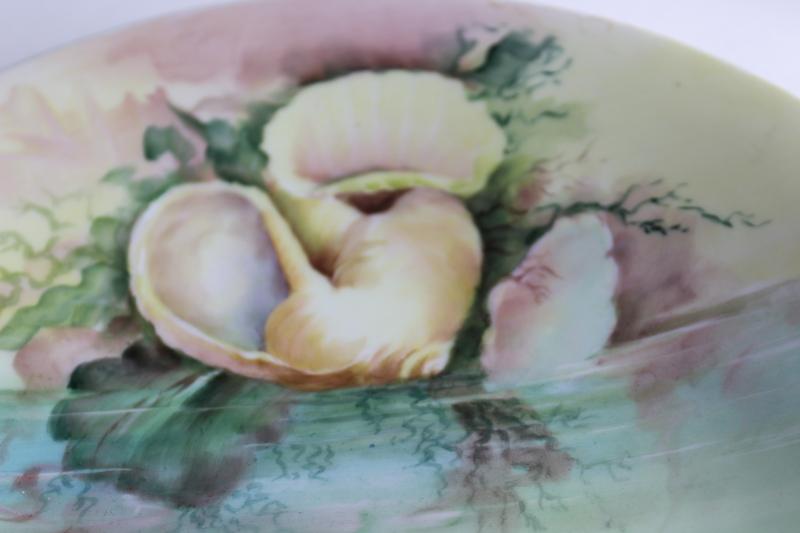 photo of hand painted beach seashells plate, 1920s vintage Limoges china, signed #3