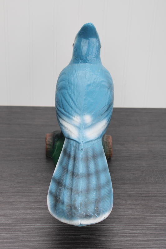 photo of hand painted cement blue jay bird lawn art yard garden ornament large concrete statue #4