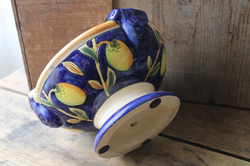 photo of hand painted ceramic planter bowl w/ mediterranean fruit, lemons, olives, caper berries? #3