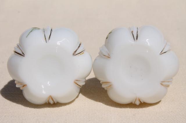 photo of hand painted enamel antique vintage milk glass salt and pepper shakers  #5