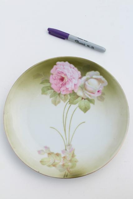 photo of hand painted poppies & roses, antique vintage china plates w/ shabby chic florals #7