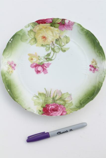 photo of hand painted poppies & roses, antique vintage china plates w/ shabby chic florals #8