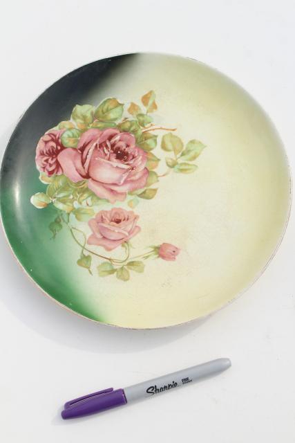 photo of hand painted poppies & roses, antique vintage china plates w/ shabby chic florals #9