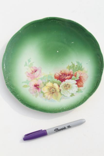 photo of hand painted poppies & roses, antique vintage china plates w/ shabby chic florals #10