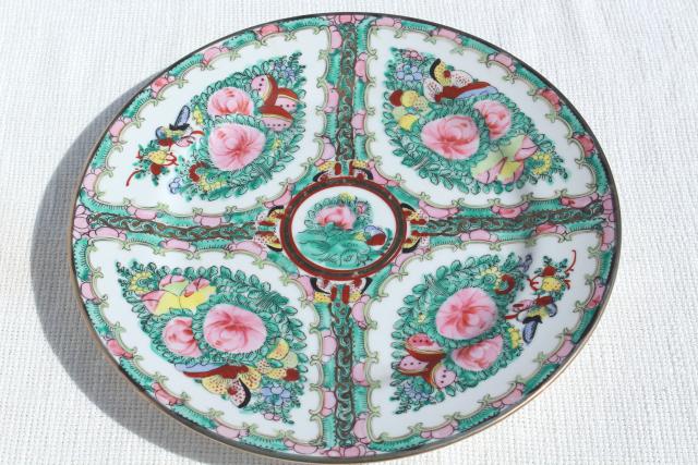 photo of hand painted porcelain plates famille rose medallion vintage Hong Kong china #5