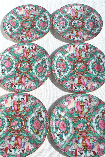 photo of hand painted porcelain plates famille rose medallion vintage Hong Kong china #9