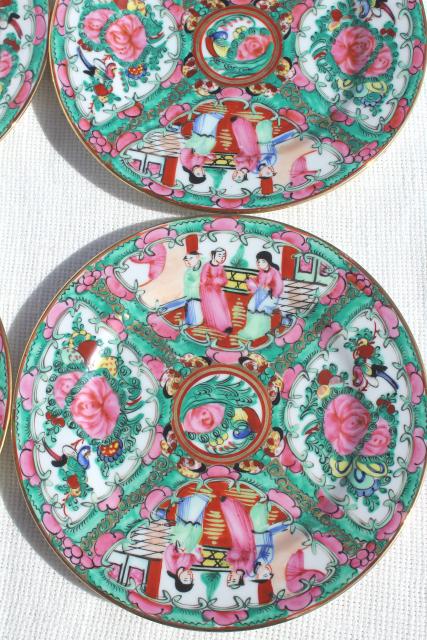 photo of hand painted porcelain plates famille rose medallion vintage Hong Kong china #10