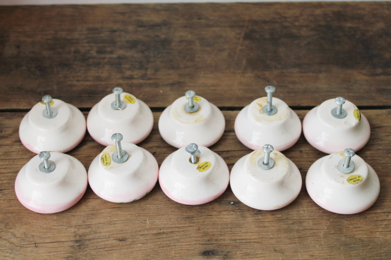 photo of hand painted roses ceramic drawer pulls or cabinet door knobs, folk artsy boho gypsy shabby chic  #5