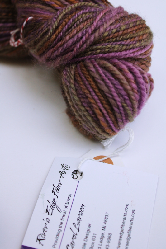 photo of hand spun artist dyed wool yarn lot, six hanks blues heather purple cream shades #7
