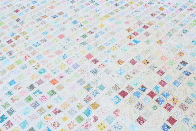 photo of hand stitched cathedral window quilt, 30s 40s vintage cotton print fabrics #1