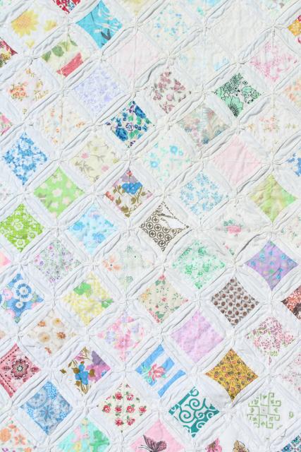 photo of hand stitched cathedral window quilt, 30s 40s vintage cotton print fabrics #12