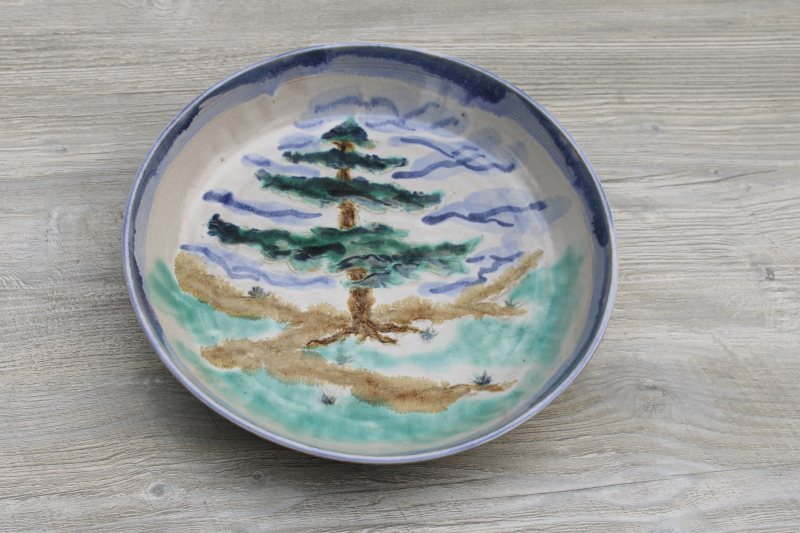 photo of hand thrown art pottery bowl lone pine Wisconsin artist signed Bruce Kaupanger #1