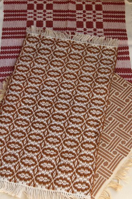 photo of hand woven table cover cloth mats or runners, vintage rustic bohemian wall art decor #1