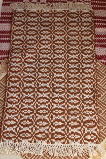 photo of hand woven table cover cloth mats or runners, vintage rustic bohemian wall art decor #7