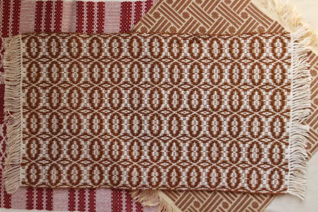 photo of hand woven table cover cloth mats or runners, vintage rustic bohemian wall art decor #8