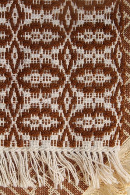 photo of hand woven table cover cloth mats or runners, vintage rustic bohemian wall art decor #9