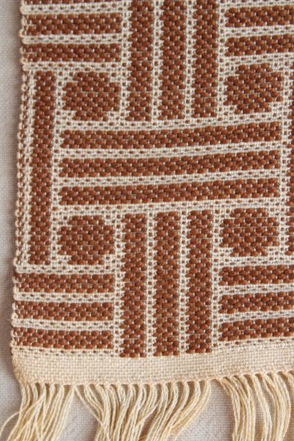 photo of hand woven table cover cloth mats or runners, vintage rustic bohemian wall art decor #12