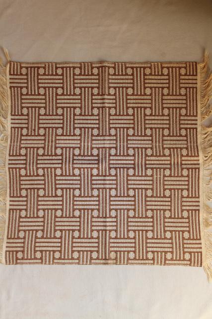 photo of hand woven table cover cloth mats or runners, vintage rustic bohemian wall art decor #13