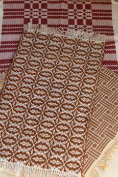 catalog photo of hand woven table cover cloth mats or runners, vintage rustic bohemian wall art decor