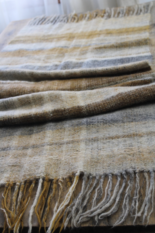 photo of hand woven table runner or shawl, thick chunky wool natural earth tone neutral colors #3