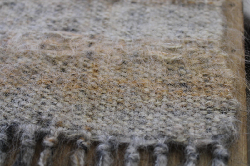 photo of hand woven table runner or shawl, thick chunky wool natural earth tone neutral colors #4