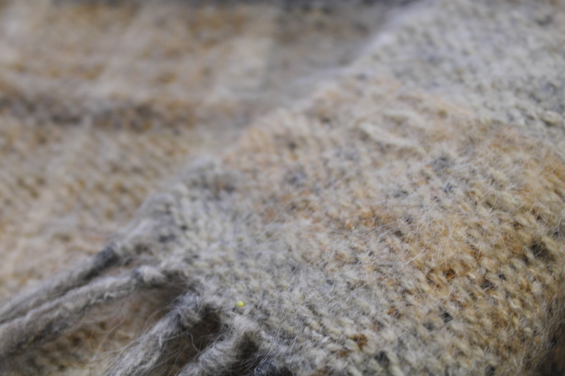 photo of hand woven table runner or shawl, thick chunky wool natural earth tone neutral colors #5