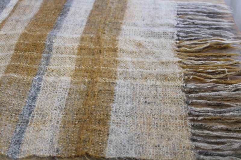 photo of hand woven table runner or shawl, thick chunky wool natural earth tone neutral colors #7