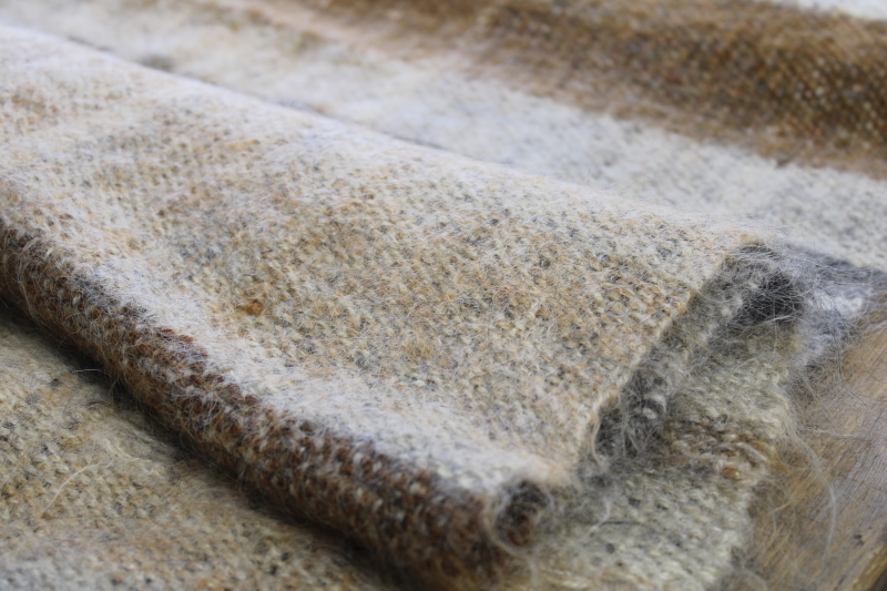 photo of hand woven table runner or shawl, thick chunky wool natural earth tone neutral colors #8